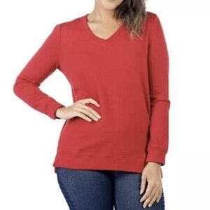 NEW LNBF Red Bamboo Pullover Sweatshirt- Size Small (bin 1M)